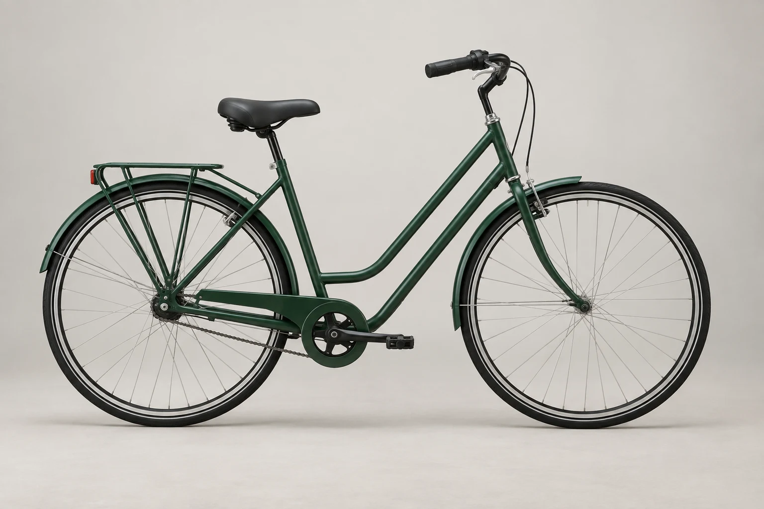 Bicicleta urbana verde vista de lado, imagem original gerada com IA