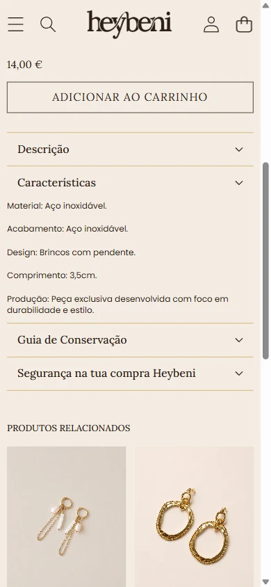 HEYBENI — captura real em mobile